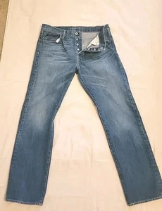  Levis 501 Button Fly Jeans 34x32 Blue Denim VTG Y2K STRAIGHT Cotton - Picture 1 of 10