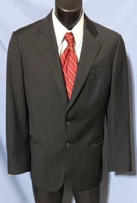 Giorgio Armani Suit 40S Current Dual Vents  Black Stripes - Image 1 of 4