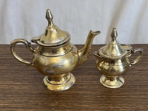 Vintage Brass Small Teapots With Hinged Lids Set Of 2 - Picture 1 of 7