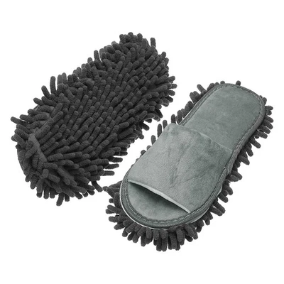 Microfiber Mop Slippers for Floor Cleaning, Large Size 11.2", Gray Foto 1 de 4