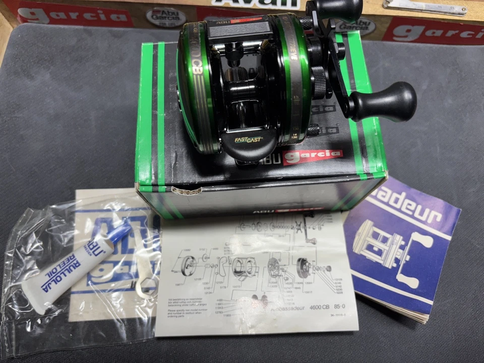 RARE GREEN, VINTAGE NEW IN BOX, OLD STOCK AMBASSADEUR 4600CB FISHING REEL LOT #3 - Image 1 of 4