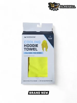 Mission Cooling Hoodie Towel Yellow HydroActive Wet to Cool Tech UPF 50 Headwear - Image 1 of 3