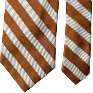 "Corbata Jos A Bank Joseph 100 % seda jacquard para hombre naranja blanco rayas 3,875x60"" usada en excelente estado" - Imagen 1 de 6