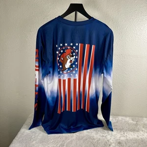 Buc-ees Long Sleeve USA American Flag Beaver Graphic Shirt Mens Large - NWOT - Picture 1 of 9