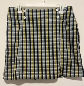 Women's Cutter and Buck Black Yellow Blue & White Checkered Skort Size 12 Golf - Picture 1 of 13