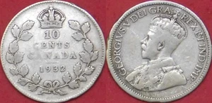 Very Good 1932 Canada Silver 10 Cents - Picture 1 of 1