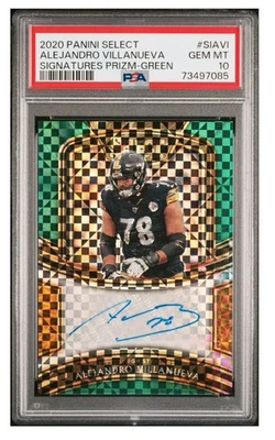 2020 PANINI SELECT  SIG ALEJANDRO VILLANUEVA GREEN PRIZM AUTO /5 PSA 10 POP 1! - Image 1 of 3