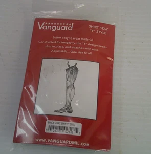 Vanguard MILITARY ENLISTED & OFFICER BLACK Stirrup Style SHIRT STAYS - Picture 1 of 2