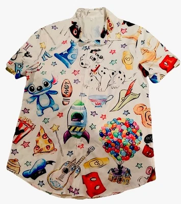 🌈  Disney Pixar - Kids Button-Up Shirt - Size XL – Colourful Cartoon Characters - Image 1 of 4