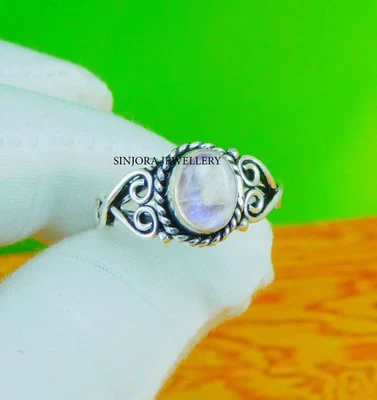 Anello regalo fatto a mano in argento sterling 925 con pietra di luna... - Immagine 1 di 4