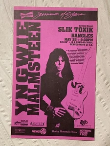 Yngwie Malmsteen 1992 Tour Poster Slik Toxik Denver Colorado Armreifen - Bild 1 von 1