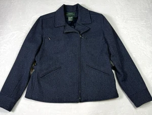 Ralph Lauren Jacket Coat Womens 10 Blue Gray Blazer 100% Lambswool Wool LRL - Picture 1 of 11