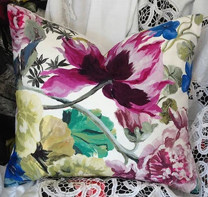 #DESIGNERS GUILD ORANGERIE ROSE FABRIC PILLOW BOLSTER FLORAL COTTON COVER19X16" - Picture 1 of 1
