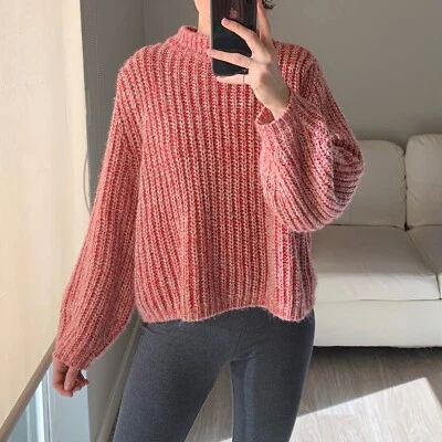 BP Chunky Knit Sweater Size XS Pullover Cropped Long Balloon Sleeve Pink Boho - Image 1 of 4