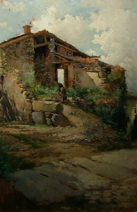 Romantisches Bauernhaus - Top Impressionist/in um 1900, unleserlich signiert. - Bild 1 von 12