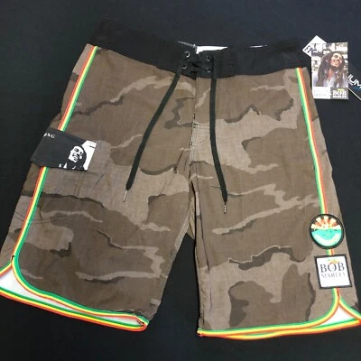 RARO NUEVO BOB MARLEY X BILLABONG BOARD SHORTS SONRISA JAMAICA CAMUFLAJE TALLA REAL 30 Foto 1 de 4