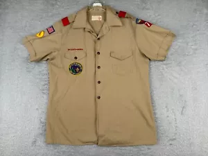 VINTAGE Boy Scouts of America Shirt Men Large Beige 1982 LDS Jamboree Arizona - Picture 1 of 15