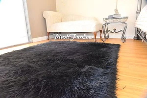 5'x6' faux fur rug Rectangle area rug Black Shaggy Premium Furry rug - Picture 1 of 2