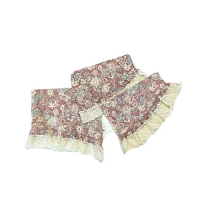 JC Penney Vintage 1970s Valances Curtains Set Floral Lace Ruffle Pink Rare Retro - Picture 1 of 7