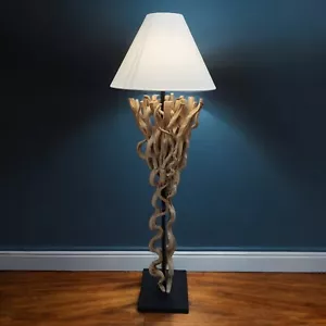 Terraria Madera Lámpara de Pie 163cm Combustible Maciza Con Pantalla - Imagen 1 de 7