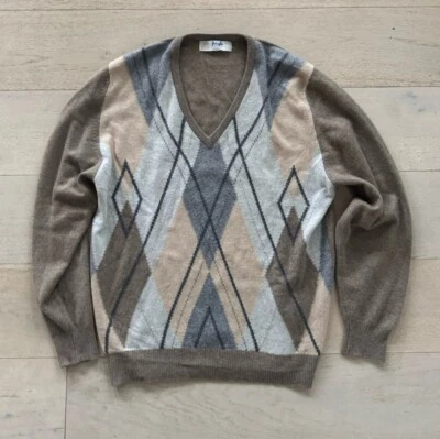 Suéter De Colección Pringle of Scotland 44/112 XL Argyle 100% Cachemira Jersey Crew Foto 1 de 4