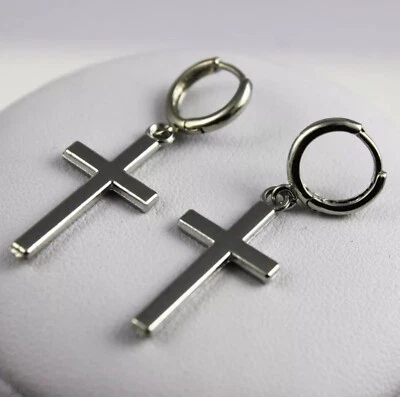 KREUZ OHRRINGE Creolen Ohrstecker GOLD SILBER OHRSCHMUCK Neu - Bild 1 von 4