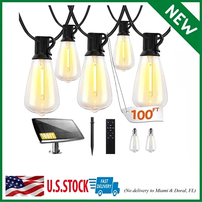 100FT Solar String Lights Outdoor Waterproof, Patio with Remote...
