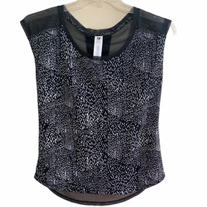 Fabletics Vanessa Top Constellation Print Black White Mesh Relaxed Size XS - Picture 1 of 5