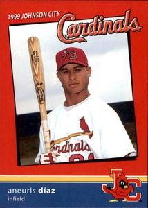 1999 Johnson City Cardinals Team Issue 8 Aneuris Diaz Dominican Republic DR Card