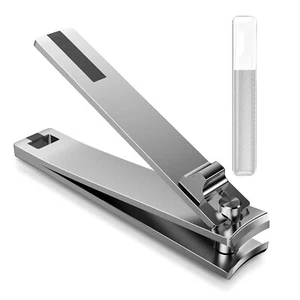 Nail Clipper and File - Classic Stainless Steel Nail Cutter with Glass Nail File - Picture 1 of 7