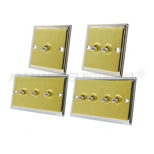 Slimline Satin Messing poliert Chromkante Kippschalter 10A 1/2/3/4G 2-Wege - Bild 1 von 5
