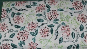100 % Cotton fabric ~ White, green teal, mauve flowers ~ BTY - Picture 1 of 2