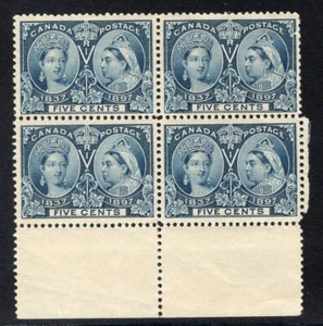 1897 Canada. UNI/SC#54. SG#128. Mint, Never Hinged, VF. Marginal Block of 4 - Picture 1 of 2