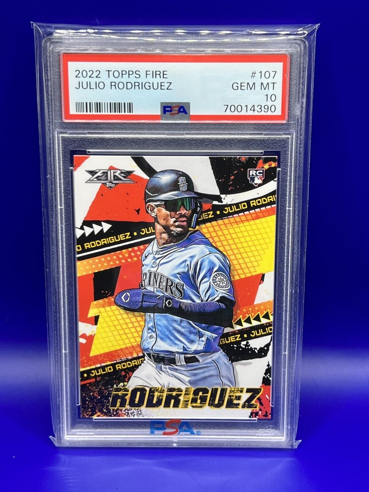 Julio Rodriguez 2022 Topps Fire Rookie #107 GEM MT PSA 10