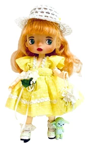 Custom OOAK Monst Sunday Stroll 8" BJD Doll In Gorgeous Yellow Dress With Pet - Picture 1 of 11