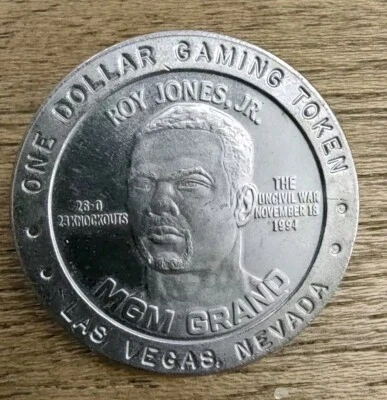 MGM Grand $1 Casino Gaming Token Vegas Roy Jones Jr ”The Uncivil War" Nov 1994 - Image 1 of 2