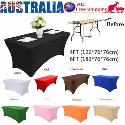 4/6FT Stretch Spandex Tablecloth Rectangular Table Cover Banquet Party Supplies. - Image 1 of 4