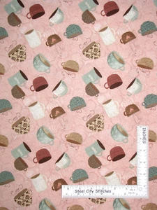 But First Coffee Java Cup Toss Kitchen Cotton Fabric Wilmington By The Yard - Picture 1 of 1