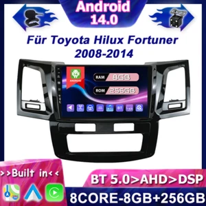 ★8G+256GB★ Android 14 Für Toyota Hilux Fortuner 2008-2014 Car Play Autoradio DSP - Bild 1 von 18