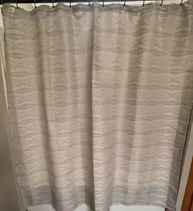 Fabric Shower Curtain Heavy Fabric Weave Drapery 2 Tone Brown Cream Geometric - Picture 1 of 8
