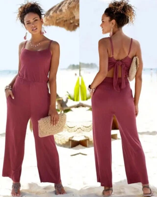 NEU: STRAND OVERALL TOLLER RÜCKEN VISCOSE 36 38 40 S'OLIVER bordeaux *17599060 - Bild 1 von 4