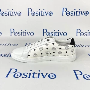 MCM Hombres Terrain Derby Visetos Cuero Blanco Parte Superior Baja Zapatos EE. UU. 8 UE 41 Nuevos - Imagen 1 de 8