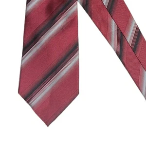 Van Heusen Stripe Satin Tie Men’s 61” Burgundy Black Polyester Classic Tie New - Picture 1 of 4