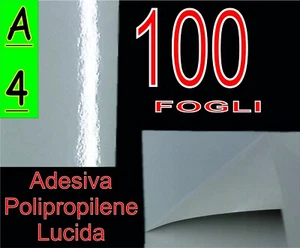 100 FOGLI A4 150 GR ADESIVA VINILE STAMPA LASER PVC BIANCA polipropilene - Foto 1 di 1