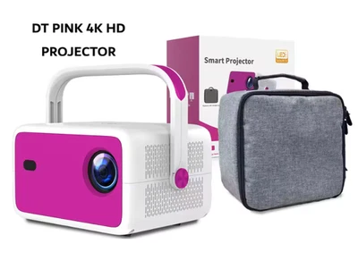 DT Pink 4K HD Projector 650 ANSI 1080P Auto Focus  Wifi6 BT5.2 Portable-NEW - Image 1 of 4