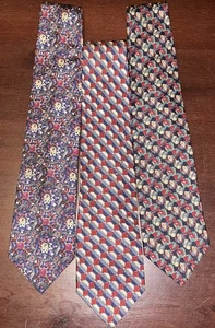 Vintage Christian Dior Monsieur Herren gemusterte Seidenkrawatte (n) - 3 Stück - Neu ohne Etikett - Bild 1 von 7