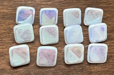Vintage Set of 12 Blue Glass w/Iridescent Luster Dimi Buttons - 3/8" (M2) - Image 1 of 4