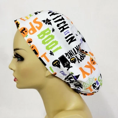 Halloween Women Scrub Hat Surgical Cap Scrub Hat Nurses Hat Medical USA Made - Image 1 of 4