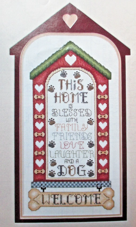 Dog House Blessing - Magazine cross stitch pattern - Welcome Family Friend Love - Image 1 of 1