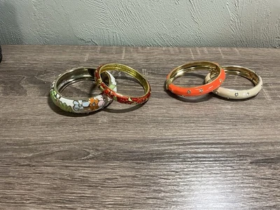 Lot Of 4 Vintage Spring Clasp Enamel Bracelets J. Crew, Tommy Bahama, Cloisonné - Image 1 of 4